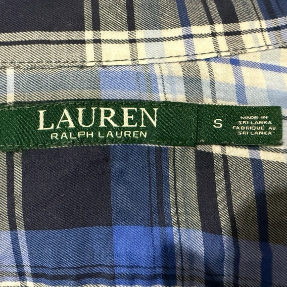 Ralph Lauren Navy and White Long sleeve plaid Checkered Shirt/size S - Picture 7 of 9